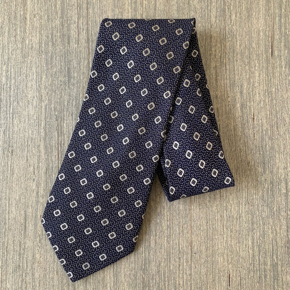 Giorgio Armani Cravatte Blue & Gold Silk & Wool Blend Neck Tie 3.5"x54" - Italy